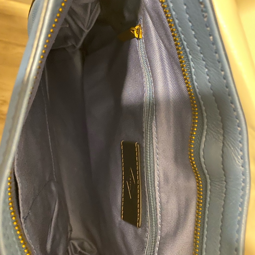 Fossil Cream and Blue Leather Saddle Crossbody with Black Strap - Picture 5 of 9